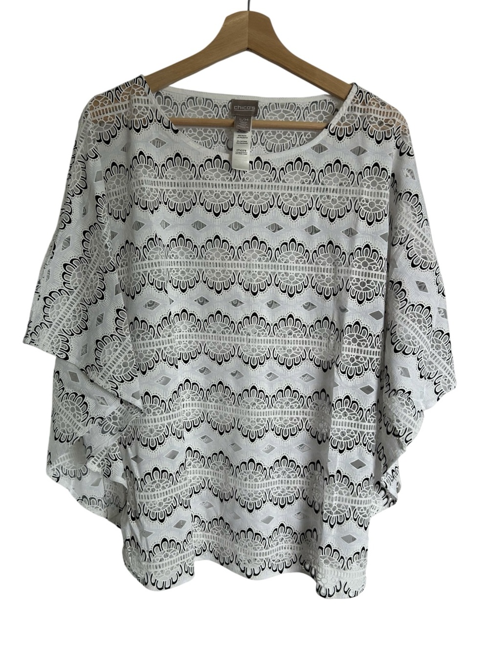 Chicos poncho style eyelet blouse Butterfly sleeve - S/M